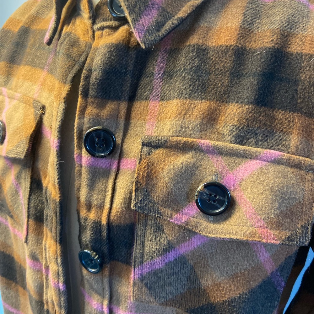 BB Dakota Brown and Pink Plaid Utility Jacket - Picture 3 of 6